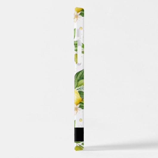 Zitronenmuster, Zitronenmuster, Blume, Blätter, Ih iPhone Hülle (Linke Seite)