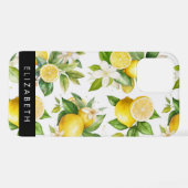 Zitronenmuster, Zitronenmuster, Blume, Blätter, Ih iPhone Hülle (Rückseite (Horizontal))