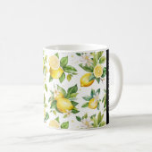 Zitronenmuster, Zitronenmuster, Blume, Blätter, Ih Kaffeetasse (VorderseiteRechts)