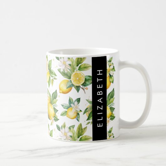 Zitronenmuster, Zitronenmuster, Blume, Blätter, Ih Kaffeetasse (Rechts)
