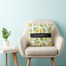 Zitronenmuster, Zitronenmuster, Blume, Blätter, Ih Kissen