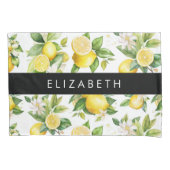 Zitronenmuster, Zitronenmuster, Blume, Blätter, Ih Kissenbezug (Vorderseite)