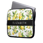 Zitronenmuster, Zitronenmuster, Blume, Blätter, Ih Laptopschutzhülle (Vorderseite Links)