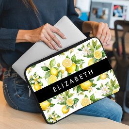 Zitronenmuster, Zitronenmuster, Blume, Blätter, Ih Laptopschutzhülle