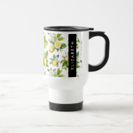 Zitronenmuster, Zitronenmuster, Blume, Blätter, Ih Reisebecher