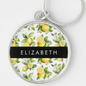 Zitronenmuster, Zitronenmuster, Blume, Blätter, Ih Schlüsselanhänger (Vorne)