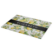 Zitronenmuster, Zitronenmuster, Blume, Blätter, Ih Schneidebrett (Ecke)