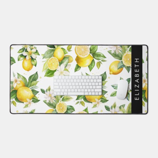 Zitronenmuster, Zitronenmuster, Blume, Blätter, Ih Schreibtischunterlage (Tastatur & Maus)