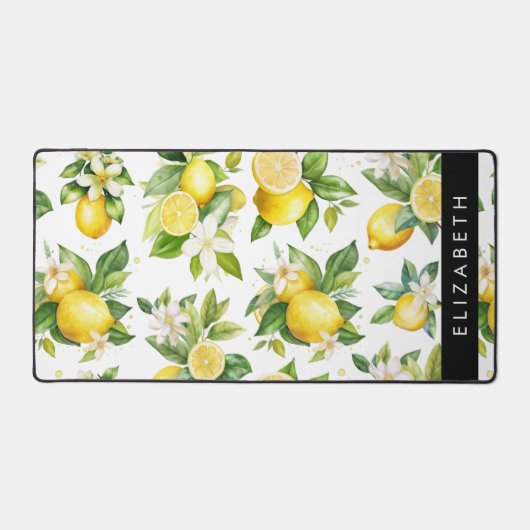 Zitronenmuster, Zitronenmuster, Blume, Blätter, Ih Schreibtischunterlage (Vorderseite)