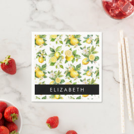 Zitronenmuster, Zitronenmuster, Blume, Blätter, Ih Serviette