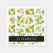 Zitronenmuster, Zitronenmuster, Blume, Blätter, Ih Serviette (Vorderseite)