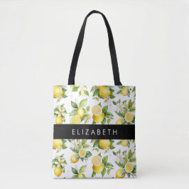 Zitronenmuster, Zitronenmuster, Blume, Blätter, Ih Tasche
