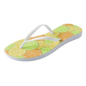 Zitronenorange Limone Früchte Zitronengelb Badesandalen (Schrägansicht)