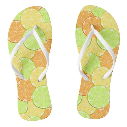 Zitronenorange Limone Früchte Zitronengelb Badesandalen (Fußbett)
