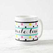 Zitronensatz Türkis Gelb Pink Polka Dots Kaffeetasse (VorderseiteRechts)