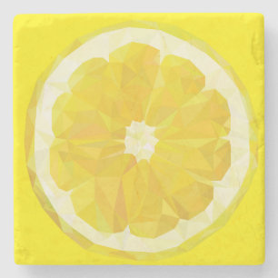 Zitronenscheibe Geometrisches Design Obst Steinuntersetzer