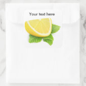 Zitronenscheibe mit Minzblatt Quadratischer Aufkleber (Tasche)