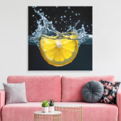 Zitronenscheibe mit Wasserabfall Leinwanddruck (Insitu (Wohnzimmer))