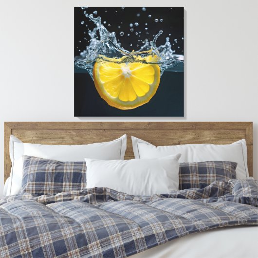 Zitronenscheibe mit Wasserabfall Leinwanddruck (Insitu (Schlafzimmer))