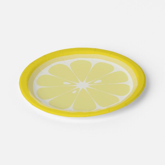 Zitronenscheibe Pappteller (Schrägansicht)