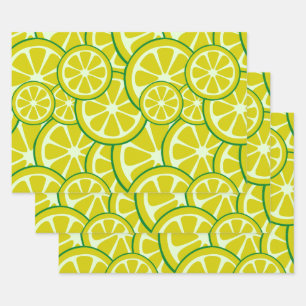 Zitronenscheibe Zitrusfrucht Kunst Gelbe Limette Z Geschenkpapier Set