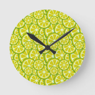 Zitronenscheibe Zitrusfrucht Kunst Gelbe Limette Z Runde Wanduhr