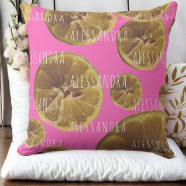 Zitronenscheiben aus Monogramm, hellrosa gelb, gür Kissen