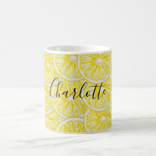 Zitronenscheiben Illustration Wasserfarben Muster Kaffeetasse