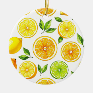 Zitronenscheiben-Muster Keramik Ornament