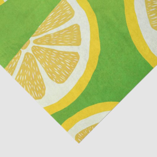 Zitronenscheiben zum Thema "Grüne Hintergrundgesch Seidenpapier (Detail)