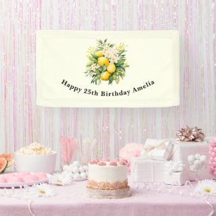 Zitronenstrauß mit weißen Blüten Geburtstag Banner