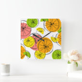 Zitronenuhrplatz Quadratische Wanduhr (Zuhause)