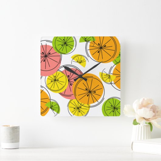 Zitronenuhrplatz Quadratische Wanduhr (Zuhause)