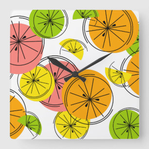 Zitronenuhrplatz Quadratische Wanduhr