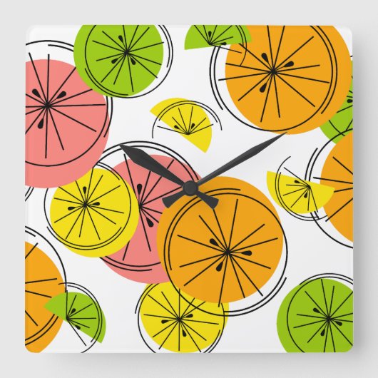 Zitronenuhrplatz Quadratische Wanduhr (Vorderseite)