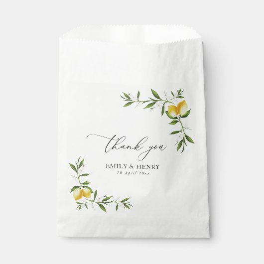 Zitronenwasserfarbe Grün Blumen Hochzeit danke Geschenktütchen (Vorderseite)