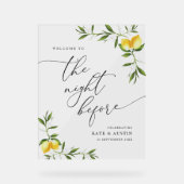 Zitronenwasserfarbe Grün Nacht vor Acrylschild (Vorderseite)