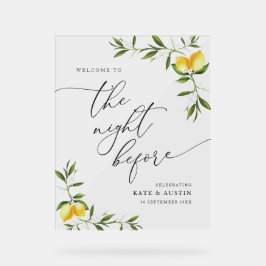 Zitronenwasserfarbe Grün Nacht vor Acrylschild