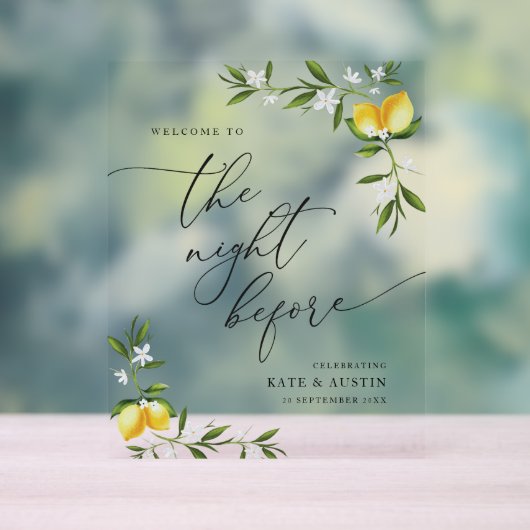 Zitronenwasserfarbe Grün Nacht vor Acrylschild (Neutral)