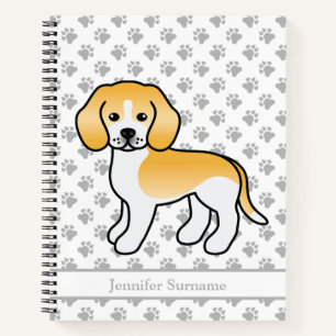 Zitronenweißer Beagle Süßer Cartoon-Hund & Text Notizblock