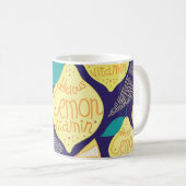 Zitronenwolken: Dunkles, blaues Muster Kaffeetasse (VorderseiteRechts)