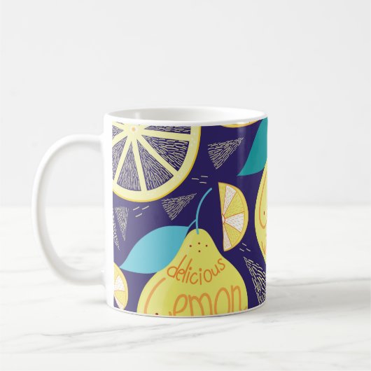 Zitronenwolken: Dunkles, blaues Muster Kaffeetasse (Links)