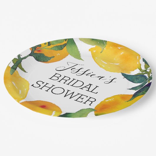 Zitronenzepapierplatte Pappteller (Schrägansicht)