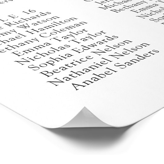 Zitronenzitrus 20 Tabelle Hochzeitstabelle Poster (Ecke)