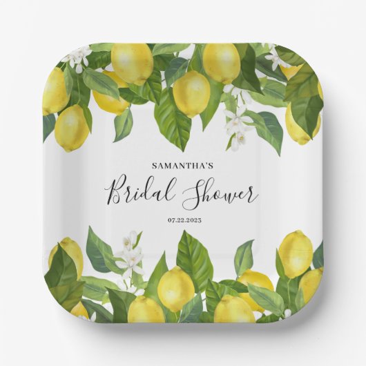 Zitronenzitrus Brautparty Papierplatte Pappteller (Vorderseite)