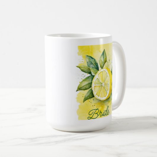 Zitronenzitrus Gelbe Frucht Hübsche Wasserfarbenbr Kaffeetasse (VorderseiteRechts)