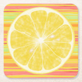 Zitronenzitrus-Slice auf Streifen Square Paper Unt Rechteckiger Pappuntersetzer (Vorderseite)