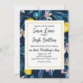 Zitronenzweige mit Blüten und Fruchteinladung Einladung (Vorderseite)