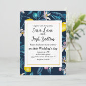 Zitronenzweige mit Blüten und Fruchteinladung Einladung (Stehend Vorderseite)