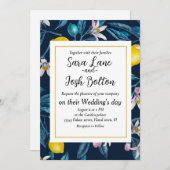 Zitronenzweige mit Blüten und Fruchteinladung Einladung (Vorne/Hinten)